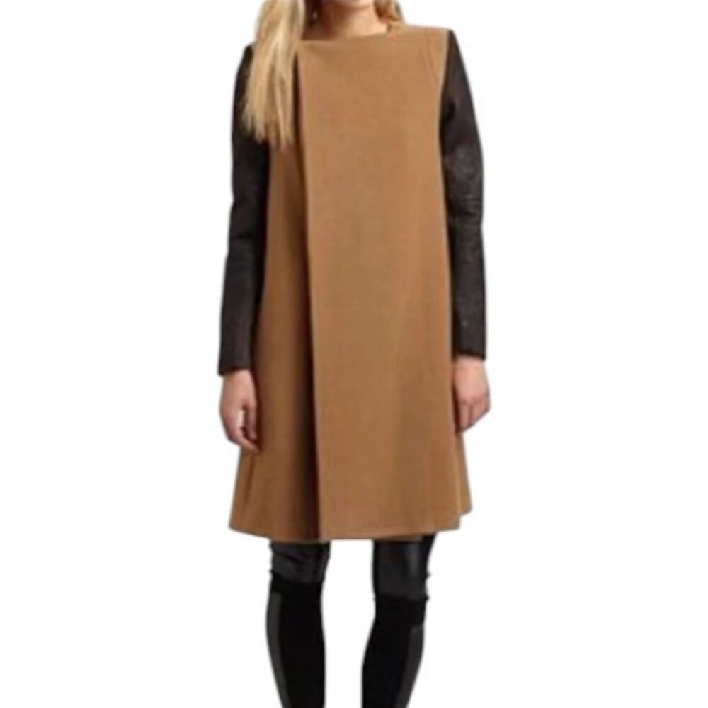 BCBGMaxAzria brown and black Genova structured long coat size M